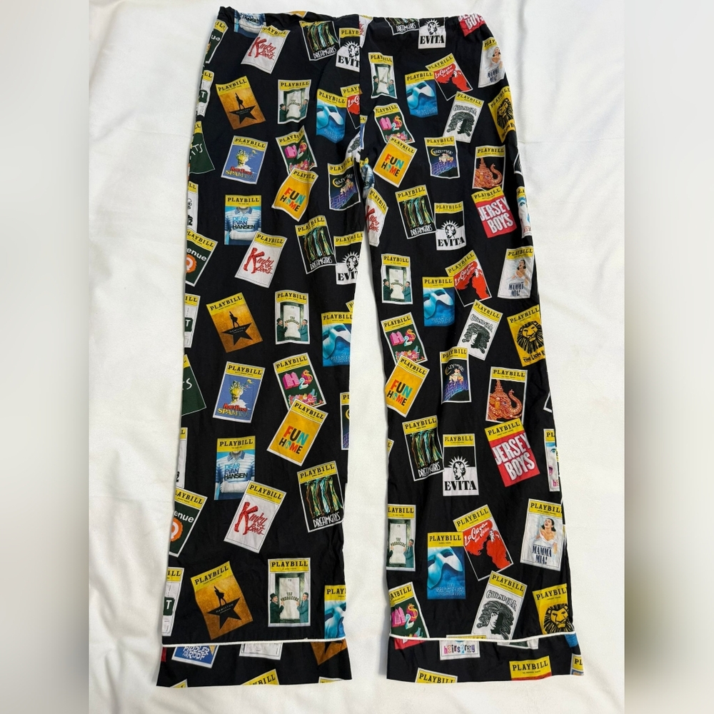 Playbill Novelty Theatre Drawstring Close Cotton Blend Pajama Pants- Size XL